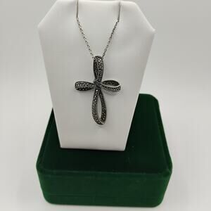 Infinity Marcasite Cross on 18-Inch Sterling Silver Chain